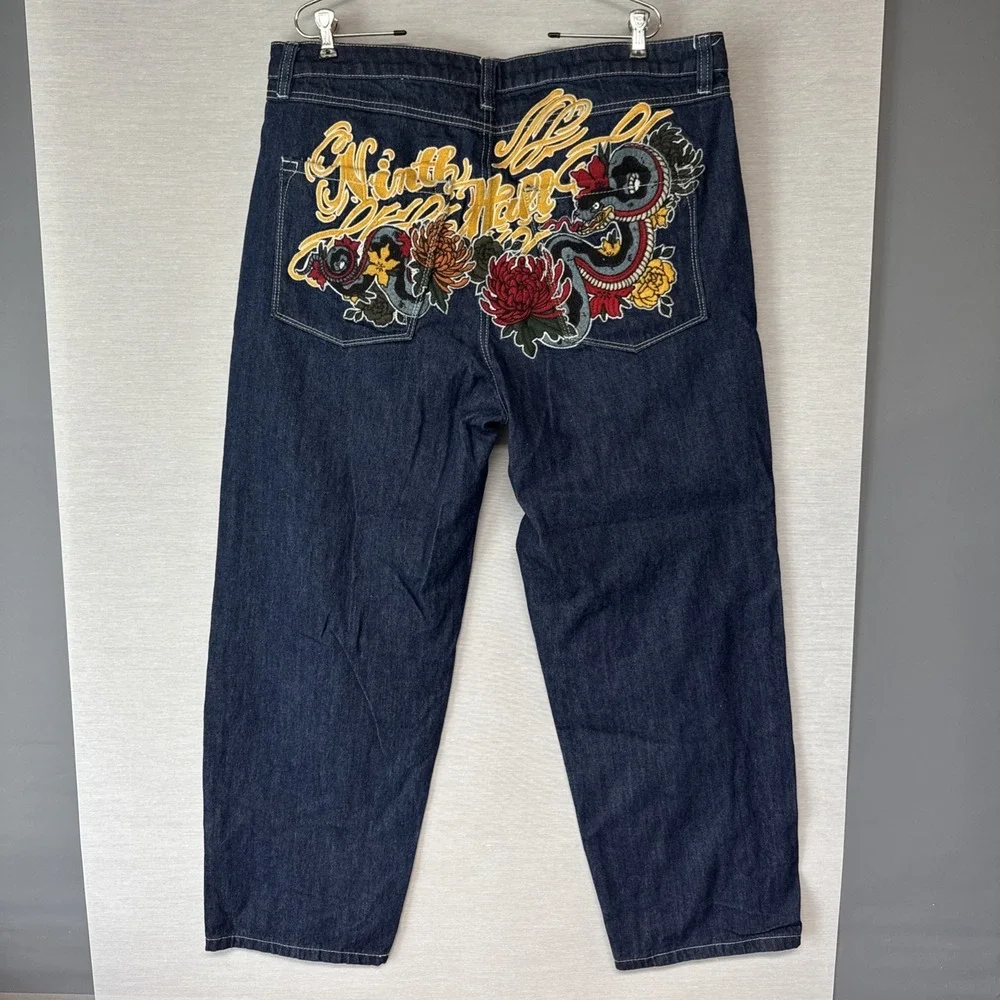 NINTH HALL AMBUSH Jeans Mens Size 38 Dragon Embroidered Baggy Wide Leg